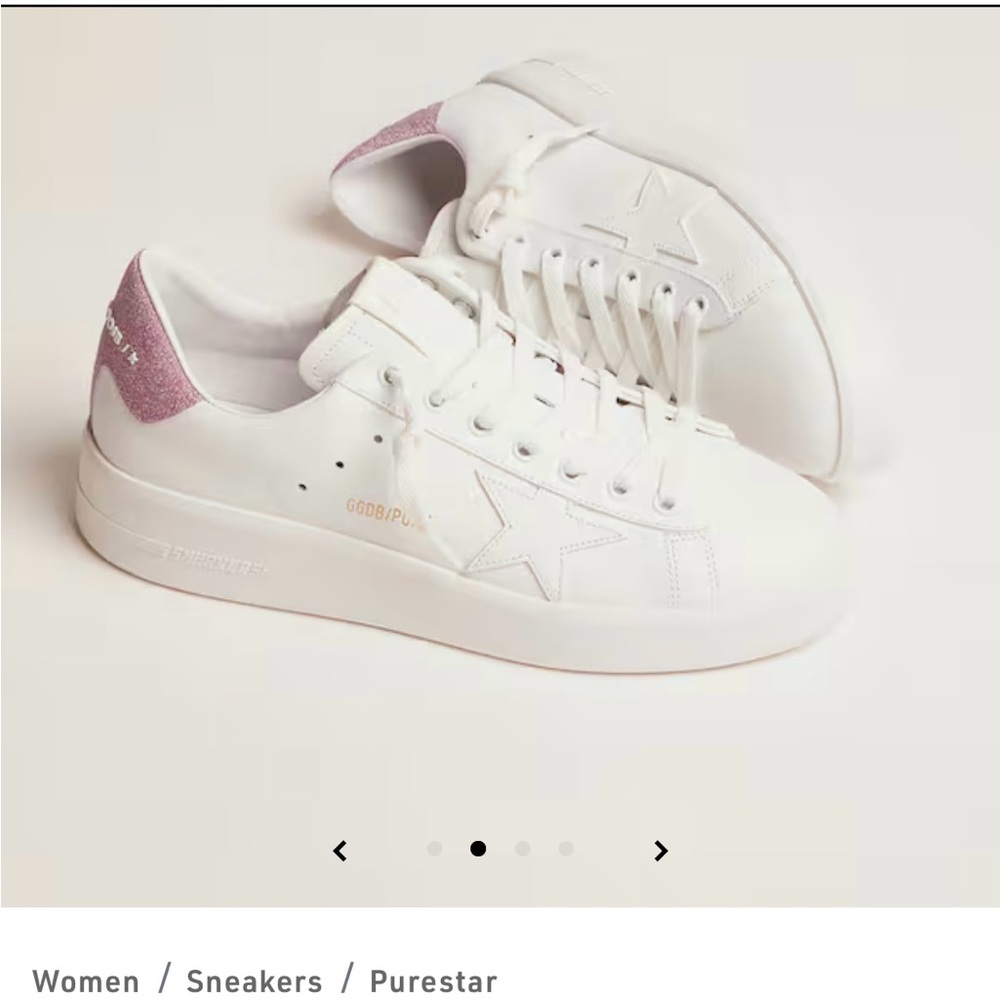 Women golden goose white and pink sparkle sneakers size 38